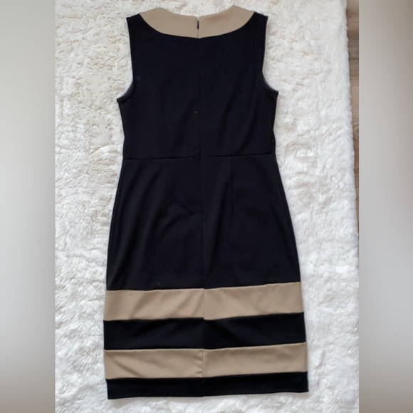 Ann Taylor Black Dress with Beige Trim - Picture 3 of 6